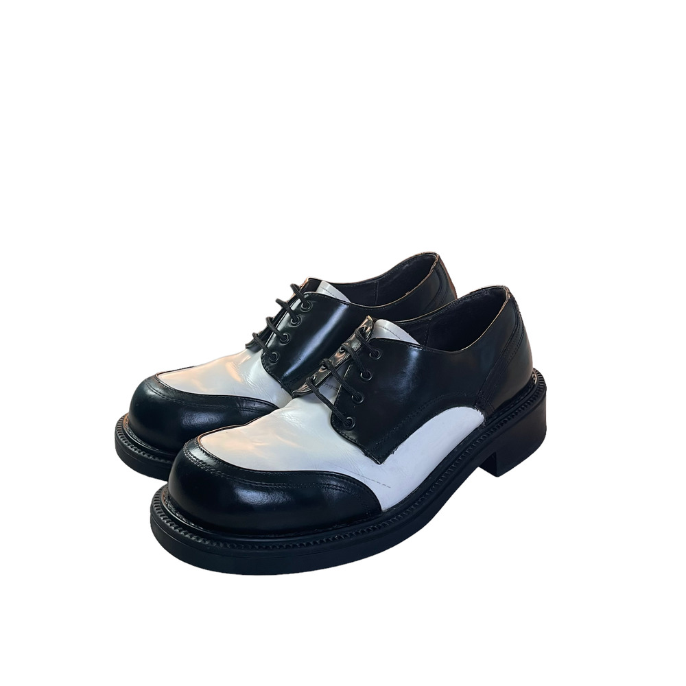 Bed Stu Platform Oxford Lace Up Black and White Loafer with Heel Size 8
